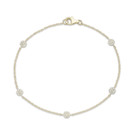 Multi-Diamond Station Bracelet 1/3 ct tw 14K Yellow Gold 7"