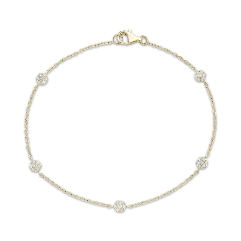 Main Image 1 of Multi-Diamond Station Bracelet 1/3 ct tw 14K Yellow Gold 7"