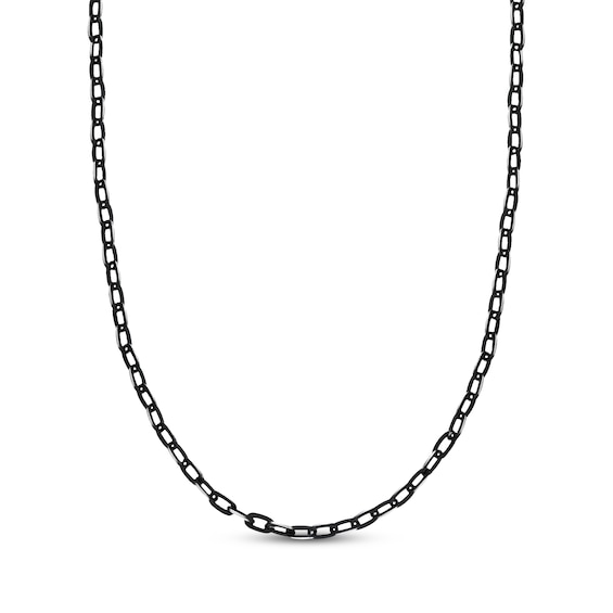 Men's Rolo Chain Necklace 5.5mm Hollow Stainless Steel & Black Ion Plating 22"