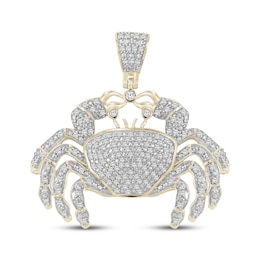 Men's Diamond Crab Charm 3/4 ct tw Sterling Silver & Yellow Rhodium