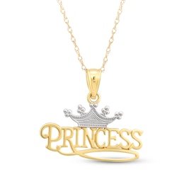 "Princess" Crown Necklace 14K Two-Tone Gold 18"