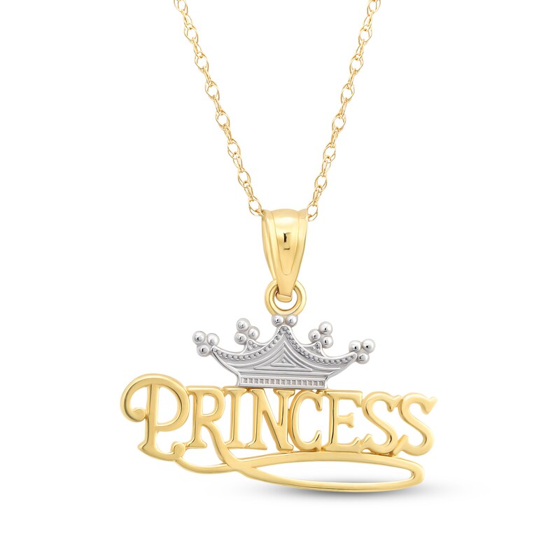 Main Image 1 of "Princess" Crown Necklace 14K Two-Tone Gold 18"