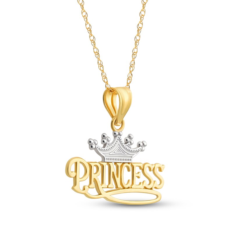 Main Image 2 of "Princess" Crown Necklace 14K Two-Tone Gold 18"