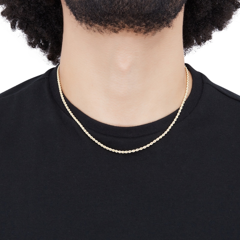 Main Image 4 of Silk Rope Chain 3.65mm Solid 14K Yellow Gold 16"