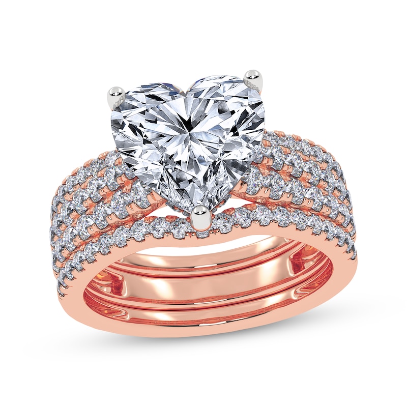 Main Image 1 of Adore Heart-Shaped Lab-Grown Diamond Three-Piece Bridal Set 3 ct tw 14K Rose Gold