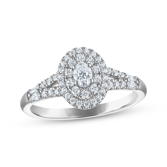 Adore Oval-Cut Diamond Double Halo Engagement Ring 1/2 ct tw 14K White Gold