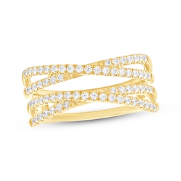Diamond Multi-Row Crossover Fashion Ring 1/2 ct tw 10K Yellow Gold