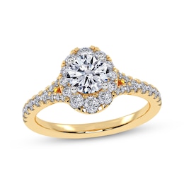 Adore Round-Cut Diamond Oval Halo Engagement Ring 1 ct tw 14K Yellow Gold