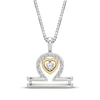 Thumbnail Image 1 of White Lab-Created Sapphire Libra Zodiac Symbol Necklace Sterling Silver & 10K Yellow Gold 18"