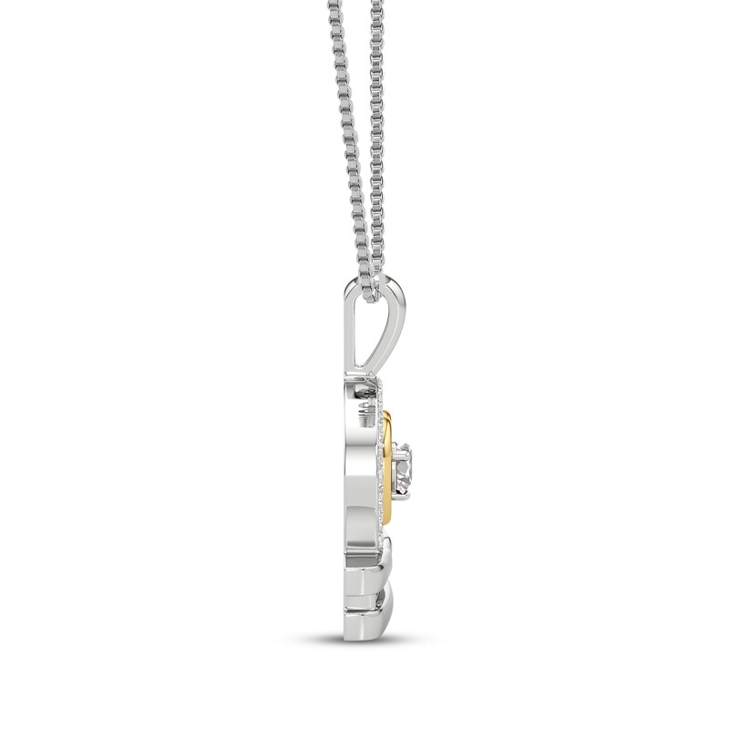 Main Image 2 of White Lab-Created Sapphire Libra Zodiac Symbol Necklace Sterling Silver & 10K Yellow Gold 18"