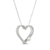 Thumbnail Image 2 of Cultured Pearl & White Lab-Created Sapphire Heart Necklace Sterling Silver 18"
