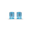 Thumbnail Image 2 of Emerald-Cut Swiss Blue Topaz & White Lab-Created Sapphire Hidden Halo Stud Earrings Sterling Silver