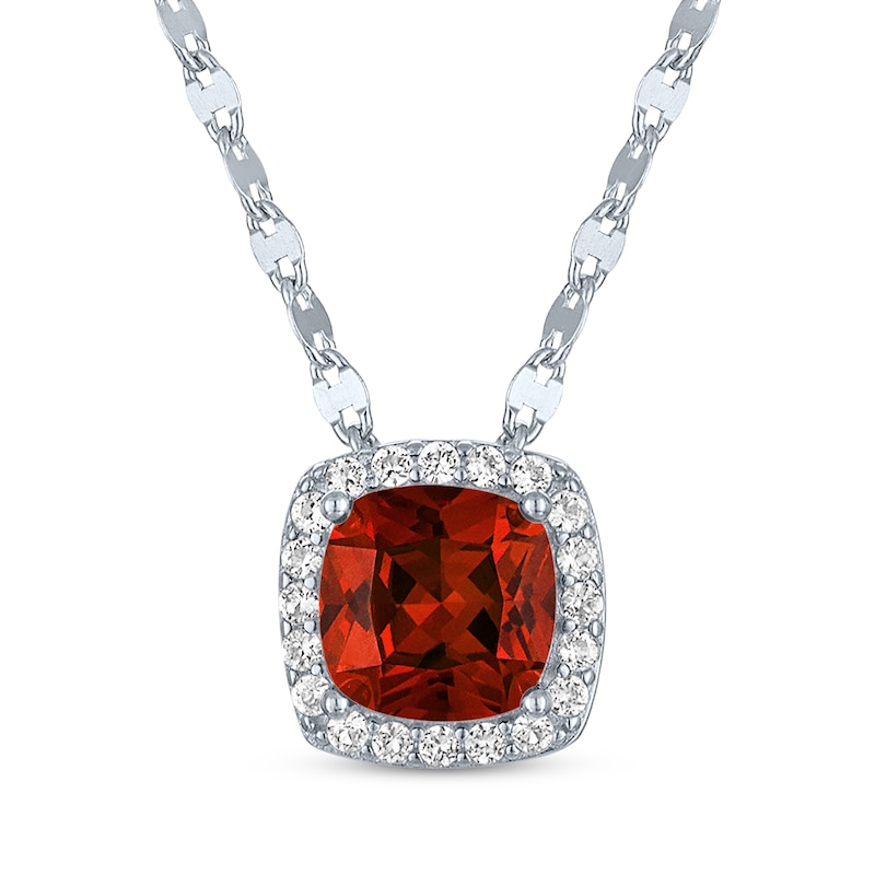 Main Image 2 of Cushion-Cut Garnet & White Lab-Created Sapphire Gift Set Sterling Silver