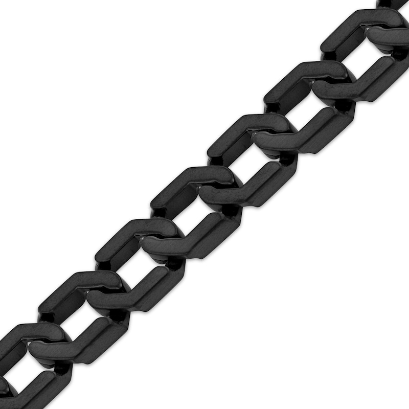 Main Image 2 of Men's Hexagon Link Necklace Matte Black Ion-Plated Solid Stainless Steel 20.25"