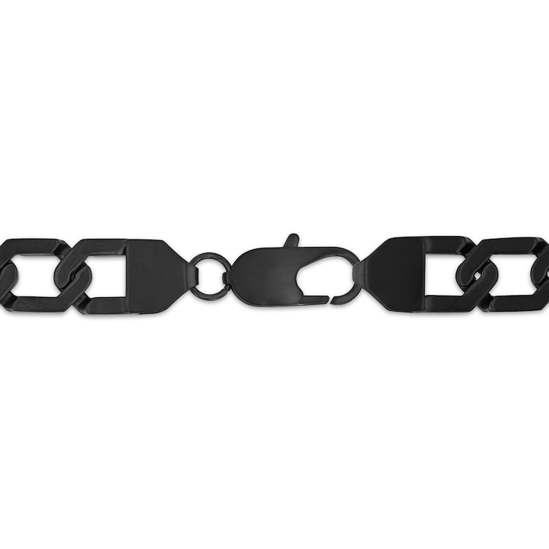 Main Image 3 of Men's Hexagon Link Necklace Matte Black Ion-Plated Solid Stainless Steel 20.25"