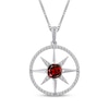 Thumbnail Image 1 of Garnet & White Lab-Created Sapphire Star Circle Necklace Sterling Silver 18"
