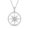 Thumbnail Image 1 of White Lab-Created Sapphire Star Circle Necklace Sterling Silver 18"