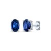 Thumbnail Image 1 of Oval-Cut Blue Lab-Created Sapphire & White Lab-Created Sapphire Stud Earrings Sterling Silver