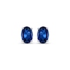 Thumbnail Image 2 of Oval-Cut Blue Lab-Created Sapphire & White Lab-Created Sapphire Stud Earrings Sterling Silver