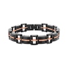 Thumbnail Image 1 of Men's Railroad Link Chain Bracelet Black & Rose Ion-Plated Stainless Steel 8.5"