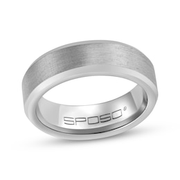 Beveled Edge Wedding Band Gray Ion-Plated Tungsten Carbide 7mm