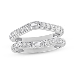 Adore Lab-Grown Diamonds Round & Emerald-Cut Enhancer Ring 1/5 ct tw 14K White Gold