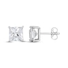 Thumbnail Image 3 of Square-Cut White Lab-Created Sapphire Solitaire Stud Earrings Sterling Silver