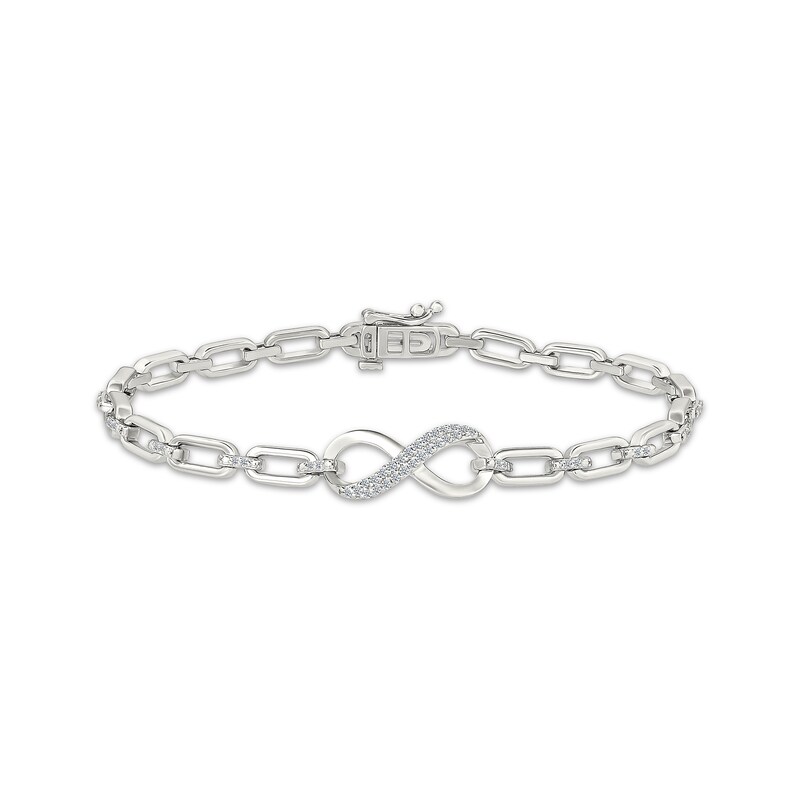 Main Image 1 of Diamond Infinity Symbol Chain Link Bracelet 1/4 ct tw Sterling Silver 7"