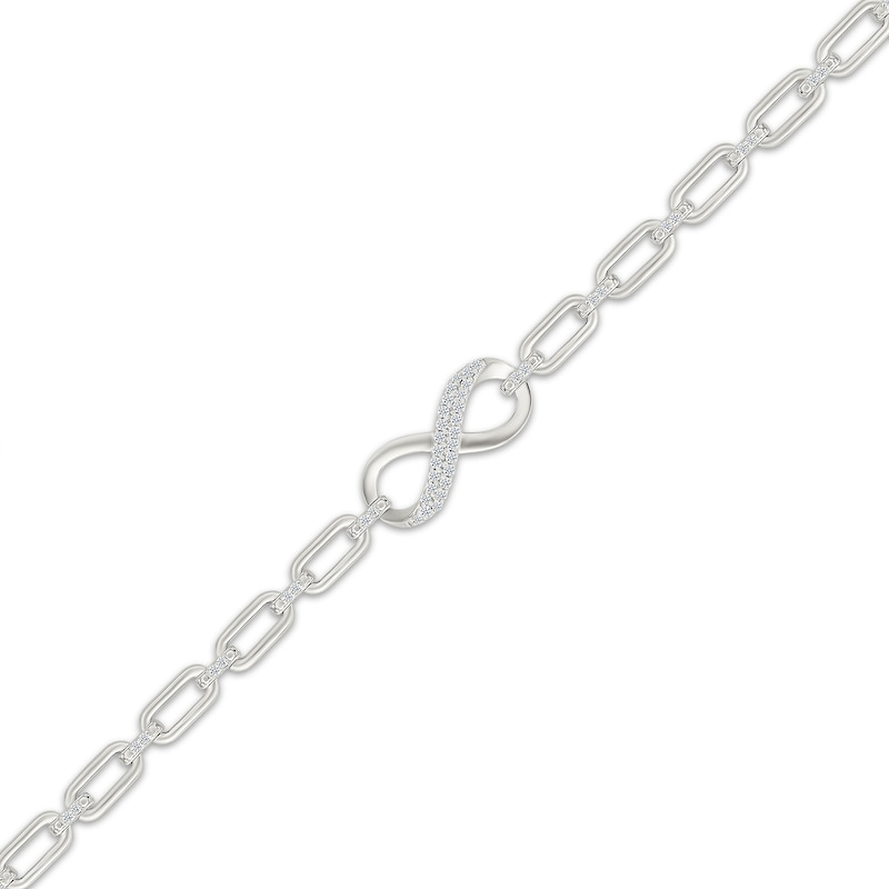 Main Image 2 of Diamond Infinity Symbol Chain Link Bracelet 1/4 ct tw Sterling Silver 7"