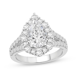 Adore Lab-Grown Diamonds Pear-Shaped Halo Engagement Ring 3 ct tw 14K White Gold