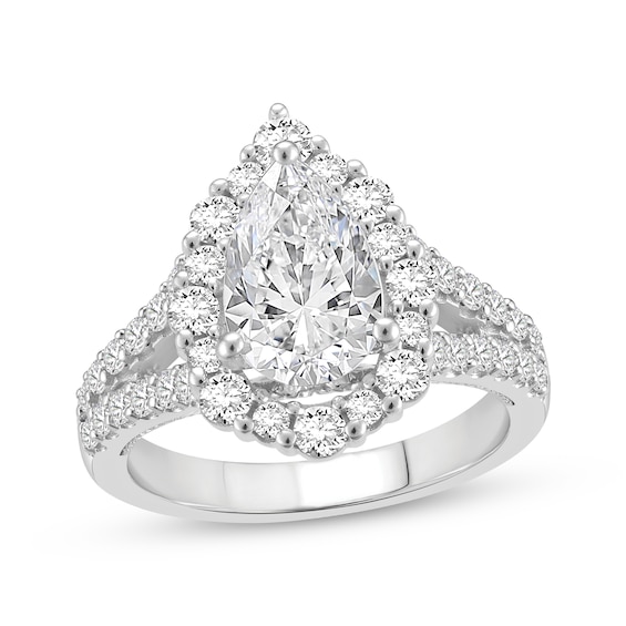 Adore Lab-Grown Diamonds Pear-Shaped Halo Engagement Ring 3 ct tw 14K White Gold