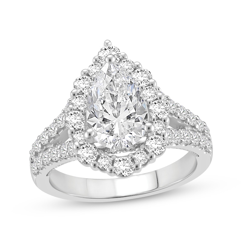 Main Image 1 of Adore Lab-Grown Diamonds Pear-Shaped Halo Engagement Ring 3 ct tw 14K White Gold