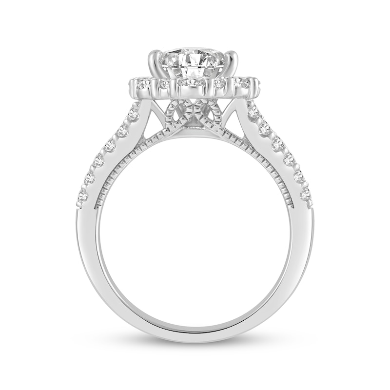 Main Image 3 of Adore Lab-Grown Diamonds Pear-Shaped Halo Engagement Ring 3 ct tw 14K White Gold