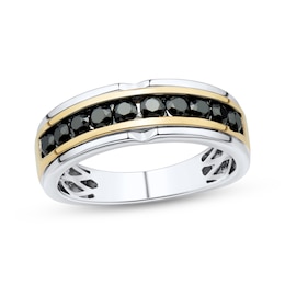 Adore Men's Black Diamond Wedding Band 1 ct tw 10K Two-Tone Gold