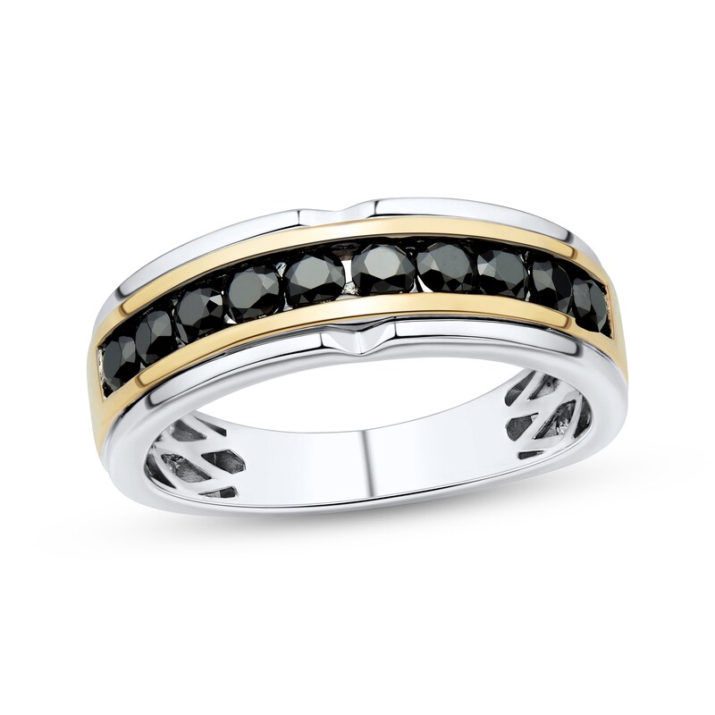 Main Image 1 of Adore Men's Black Diamond Wedding Band 1 ct tw 10K Two-Tone Gold