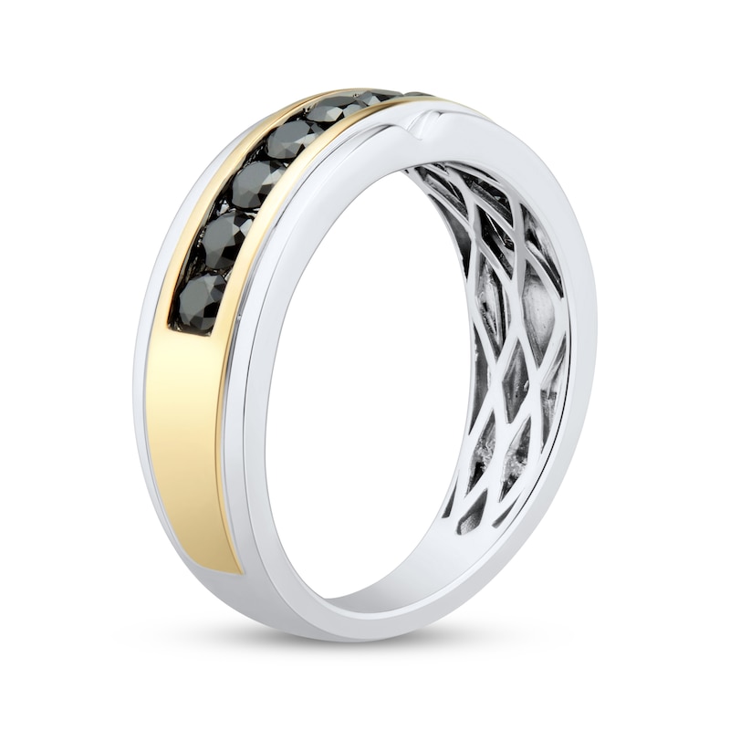 Main Image 2 of Adore Men's Black Diamond Wedding Band 1 ct tw 10K Two-Tone Gold