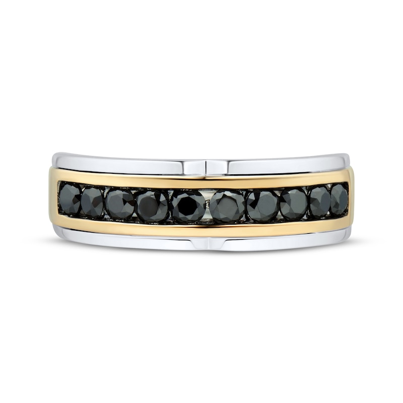 Main Image 3 of Adore Men's Black Diamond Wedding Band 1 ct tw 10K Two-Tone Gold