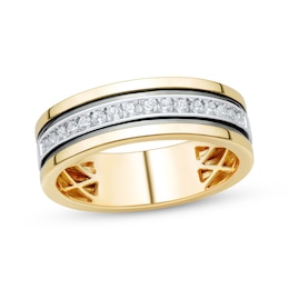 Adore Men's Diamond Striped Wedding Band 1/4 ct tw 10K Two-Tone Gold