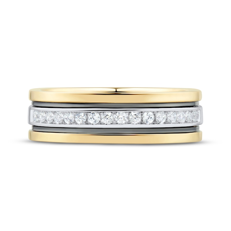 Main Image 3 of Adore Men's Diamond Striped Wedding Band 1/4 ct tw 10K Two-Tone Gold