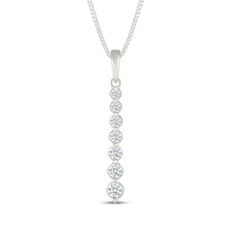 Diamond Graduated Drop Necklace 1/4 ct tw 10K White Gold 18"