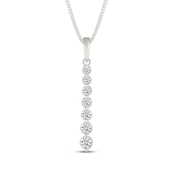 Diamond Graduated Drop Necklace 1/4 ct tw 10K White Gold 18"