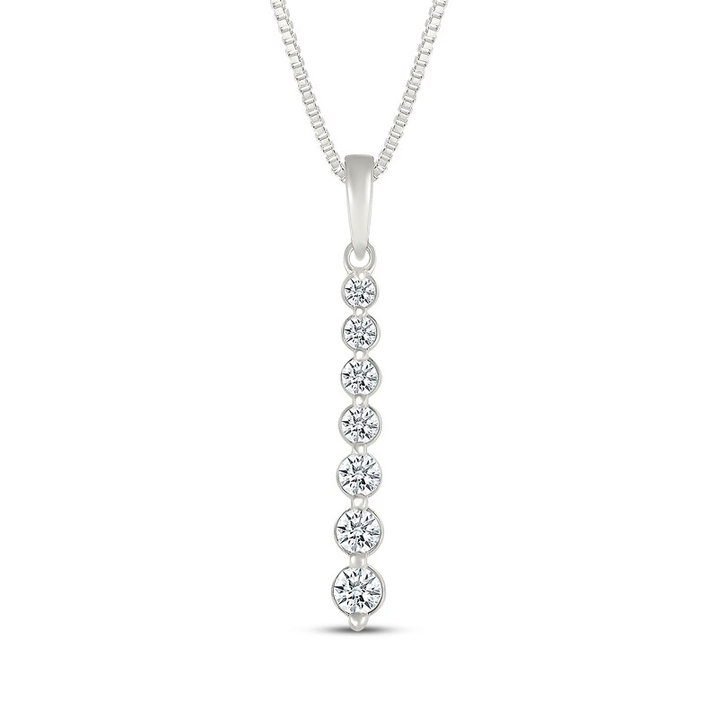 Main Image 1 of Diamond Graduated Drop Necklace 1/4 ct tw 10K White Gold 18"