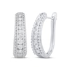 Thumbnail Image 1 of Diamond Three-Row Tapered Hoop Earrings 1 ct tw 10K White Gold