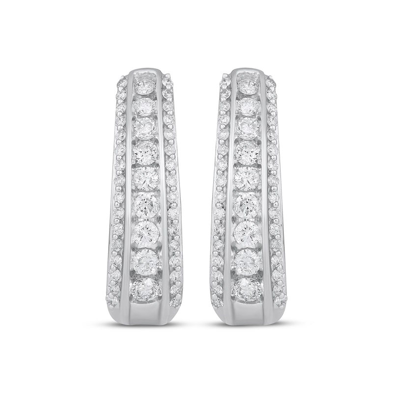 Main Image 2 of Diamond Three-Row Tapered Hoop Earrings 1 ct tw 10K White Gold