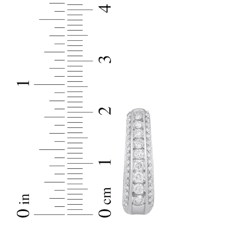 Main Image 5 of Diamond Three-Row Tapered Hoop Earrings 1 ct tw 10K White Gold