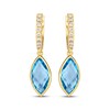 Thumbnail Image 2 of Le Vian Marquise-Cut Blue Topaz Dangle Hoop Earrings 1/5 ct tw Diamonds 14K Honey Gold