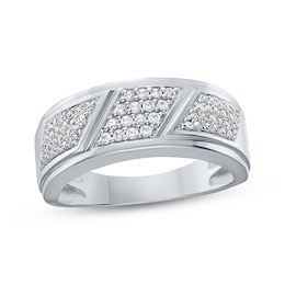 Men's Diamond Diagonal Ring 3/8 ct tw 10K White Gold