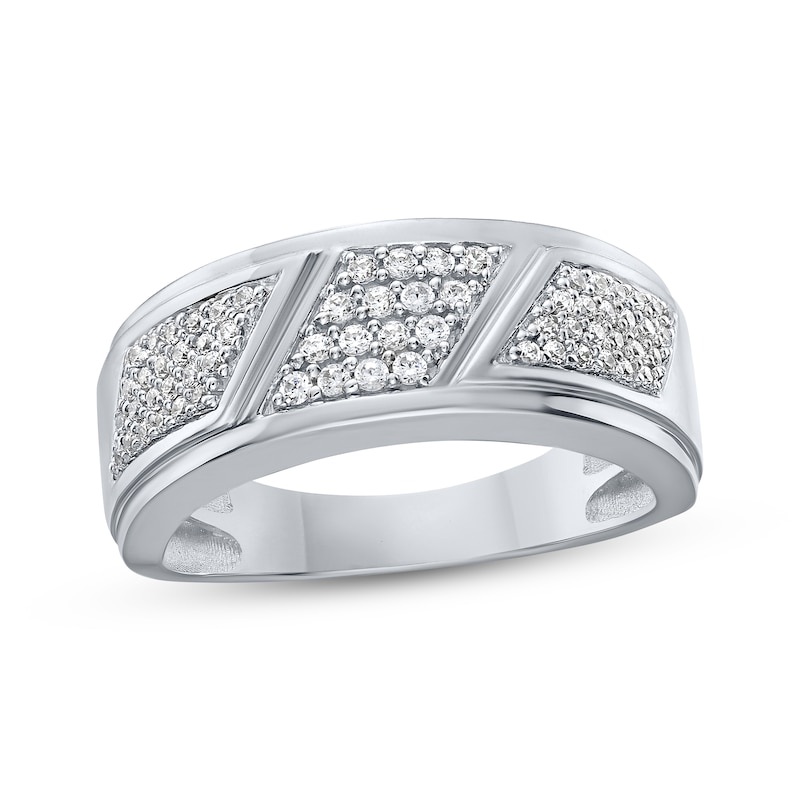 Main Image 1 of Men's Diamond Diagonal Ring 3/8 ct tw 10K White Gold