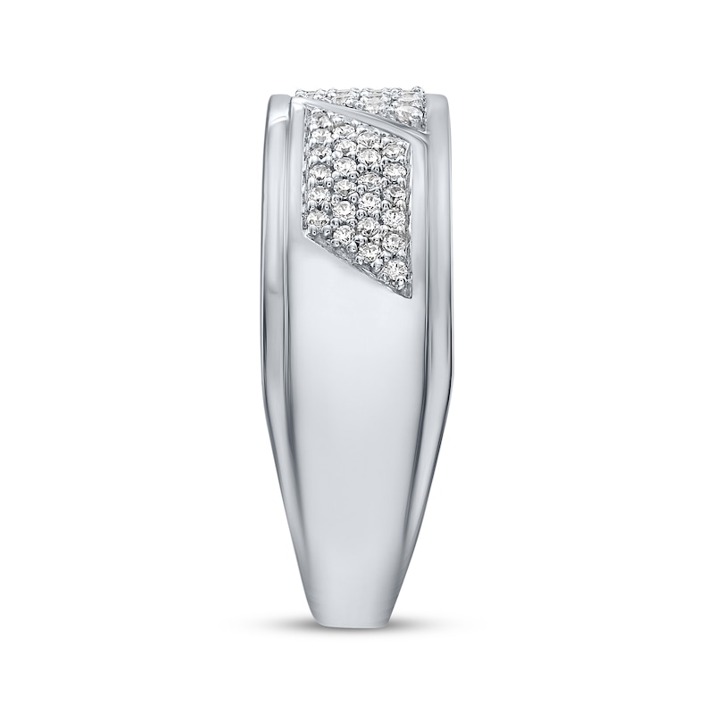 Main Image 2 of Men's Diamond Diagonal Ring 3/8 ct tw 10K White Gold