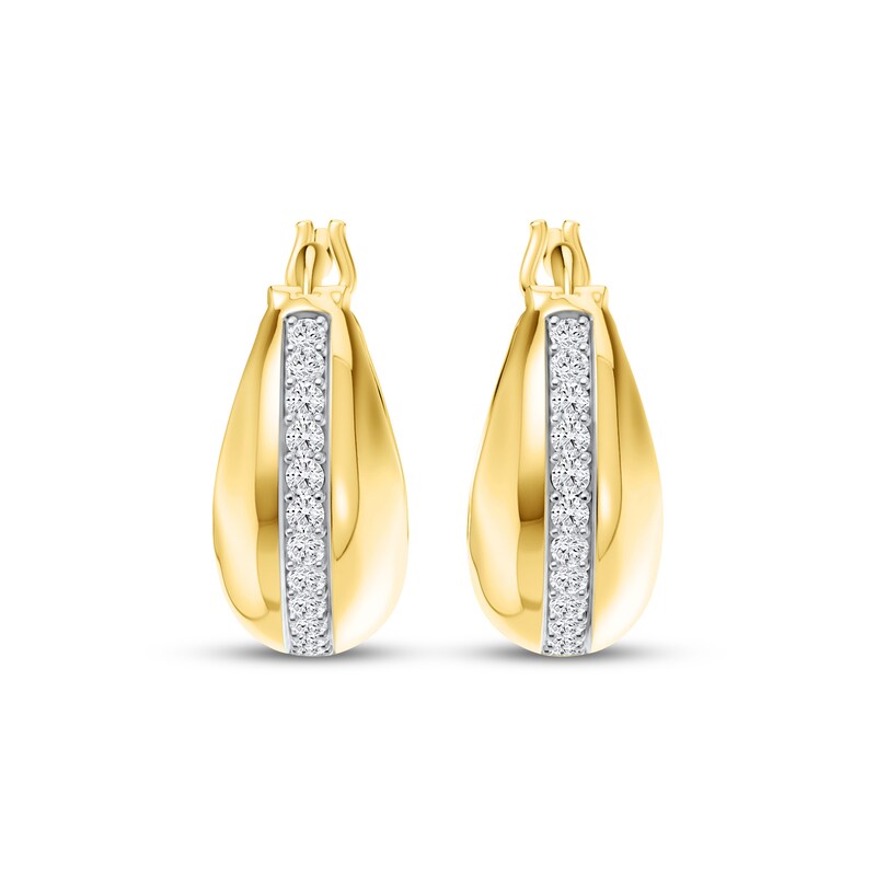 Main Image 2 of Lab-Grown Diamond Tapered Hoop Earrings 1/4 ct tw 24K Yellow Gold Vermeil Sterling Silver